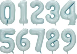 Balon foliowy CYFRA SATIN PASTEL BLUE niebieska 40 cali 85 cm