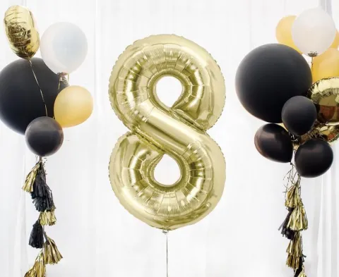 Balon foliowy CYFRA SZAMPAŃSKIE ZŁOTO 85 cm
