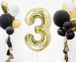 Balon foliowy CYFRA SZAMPAŃSKIE ZŁOTO 85 cm