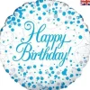 Balon foliowy Happy Birthday niebieski holograficzny 18"