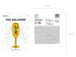 Balon foliowy Kieliszek szampana złoty Sylwester 28 x 80 cm