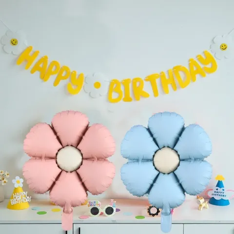 BALON FOLIOWY kwiatek niebieski na powietrze 47,5 x 59,5 cm