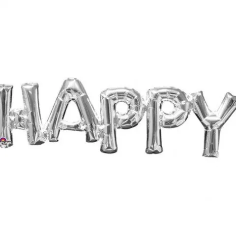 Balon foliowy Napis HAPPY srebrny Anagram