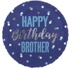 Balon foliowy niebieski Happy Birthday Brother urodzinowy dla brata 45 cm