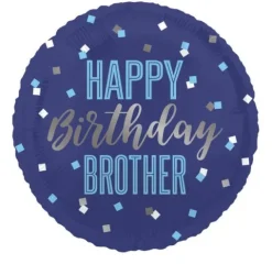 Balon foliowy niebieski Happy Birthday Brother urodzinowy dla brata 45 cm