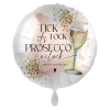 Balon foliowy okrągły 18 cali urodzinowy Tick Tock It's Prosecco o'clock Happy Birthday