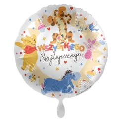 Balon foliowy okrągły 18 cali Wszystkie Najlepszego Kubuś Puchatek