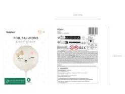 Balon foliowy okrągły kotek kremowy 18 cali 45 cm