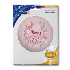 Balon foliowy okrągły Merry Xmas 18 cali