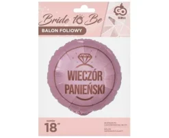 Balon foliowy różowy WIECZÓR PANIEŃSKI 18 cali