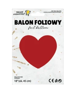 Balon foliowy SERCE czerwone jednokolorowy 18