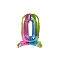 BALON foliowy stojący CYFRA tęczowa 38 cm PartyTime