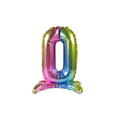 BALON foliowy stojący CYFRA tęczowa 38 cm PartyTime