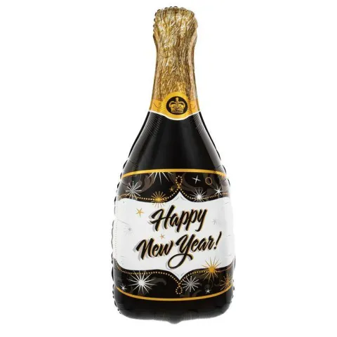 Balon foliowy Szampan butelka Happy New Year na Sylwestra 49x100cm