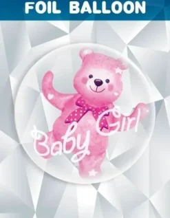 Balon foliowy w balonie Baby Girl Miś 59 x 69 cm