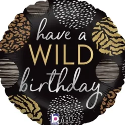 Balon foliowy WILD Birthday czarno złoty 18"