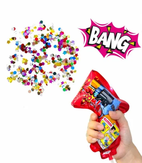 Balon foliowy WYSTRZAŁOWY PISTOLET z konfetti strzelający