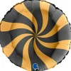 Balon Grabo 18'' Round Swirly Gold Black