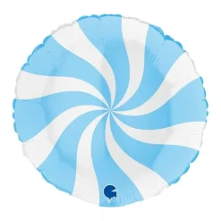 Balon Grabo 18'' Round Swirly White Matte Blue