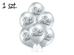 Balon gumowy JUST MARRIED 12 cali chrome 1 szt.