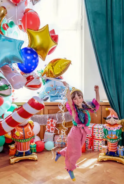 Balon gumowy świąteczny Merry Christmas renifer śnieżynki 12 cali 1 szt.
