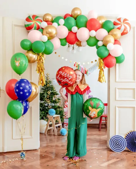 Balon gumowy świąteczny Merry Christmas renifer śnieżynki 12 cali 1 szt.