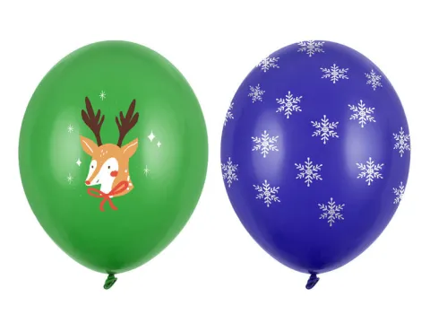 Balon gumowy świąteczny Merry Christmas renifer śnieżynki 12 cali 1 szt.
