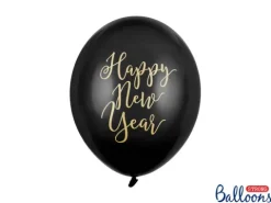Balon Happy New Year czarny pastel 1szt. SYLWESTER