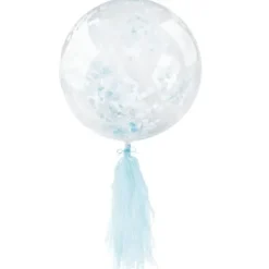 Balon kula BOBO Bubble Deco transparentny z konfetti i frędzlami 45 cm
