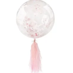 Balon kula BOBO Bubble Deco transparentny z konfetti i frędzlami 45 cm