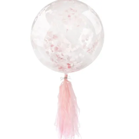 Balon kula BOBO Bubble Deco transparentny z konfetti i frędzlami 45 cm