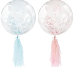 Balon kula BOBO Bubble Deco transparentny z konfetti i frędzlami 45 cm