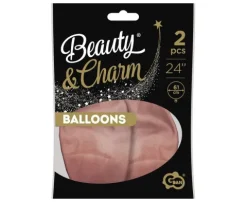 Balon kula platynowa różowo złota Beauty&Charm Chrome (Shiny, Glossy) 24 cale 2 szt.