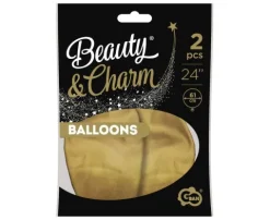 Balon kula platynowy jasno złoty Beauty&Charm Chrome (Shiny, Glossy) 24 cale 2 szt.