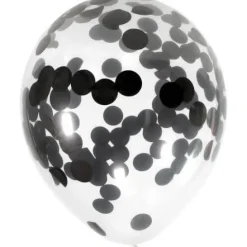 Balon przeźroczysty konfetti METALICZNE foliowe czarne 1 szt.
