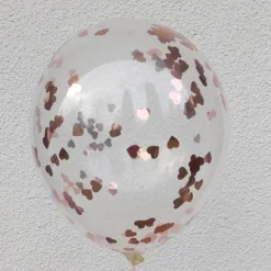 Balon przeźroczysty z konfetti serca 1 szt. - kolor do wyboru