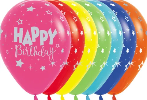 Balon Sempertex Happy Birthday Fantasy kolorowe 12 cali 1 szt. mix