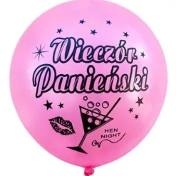 Balon Wieczór Panieński / różowy, czarny nadruk
