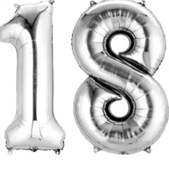 Balon foliowy Anagram 34 cale Maxi Liczba Srebrny