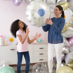 Balon foliowy biały kwiatek stokrotka średnica 53 cm