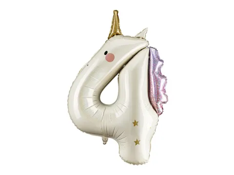 Balon foliowy CYFRA 4 Jednorożec 93 cm