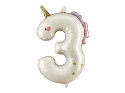Balon foliowy CYFRA 3 Jednorożec 93 cm