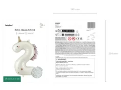 Balon foliowy CYFRA 2 Jednorożec 93 cm