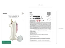 Balon foliowy CYFRA 1 Jednorożec 93 cm