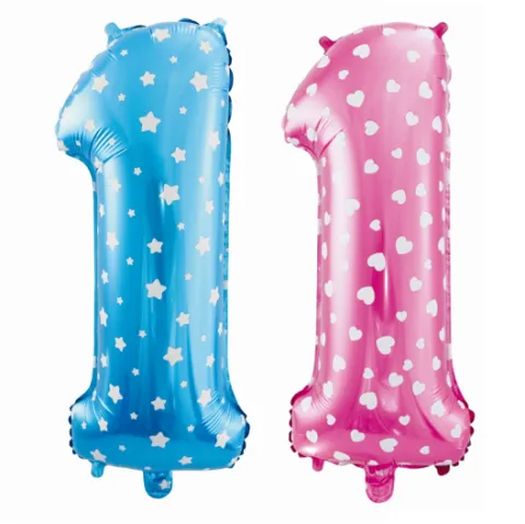 Balon foliowy Cyfra 1 ROCZEK we wzory 61 cm