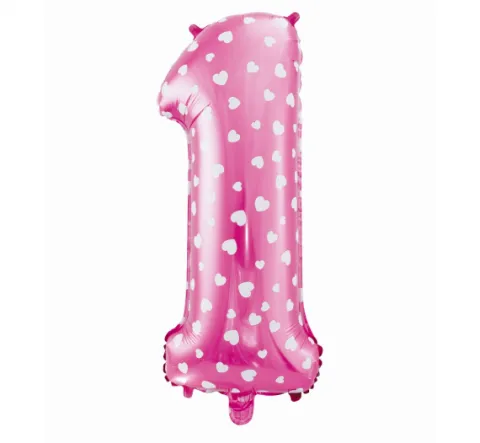 Balon foliowy Cyfra 1 ROCZEK we wzory 61 cm