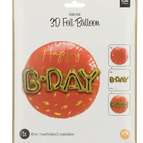 Balon Foliowy Happy B-Day 3D trójwymiarowy 56 cm