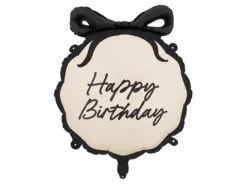 Balon foliowy Happy Birthday okrągły z kokardą 47,5x45 cm