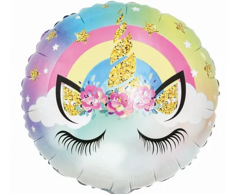 Balon foliowy JEDNOROŻEC okrągły 18 cali 35 cm