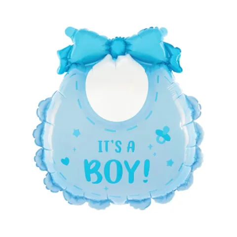 Balon foliowy Śliniak It's a boy Babyshower niebieski 53x62cm